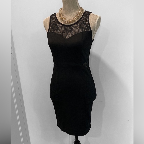 Black Sleeveless Bodycon Lace Dress Medium - Picture 3 of 15